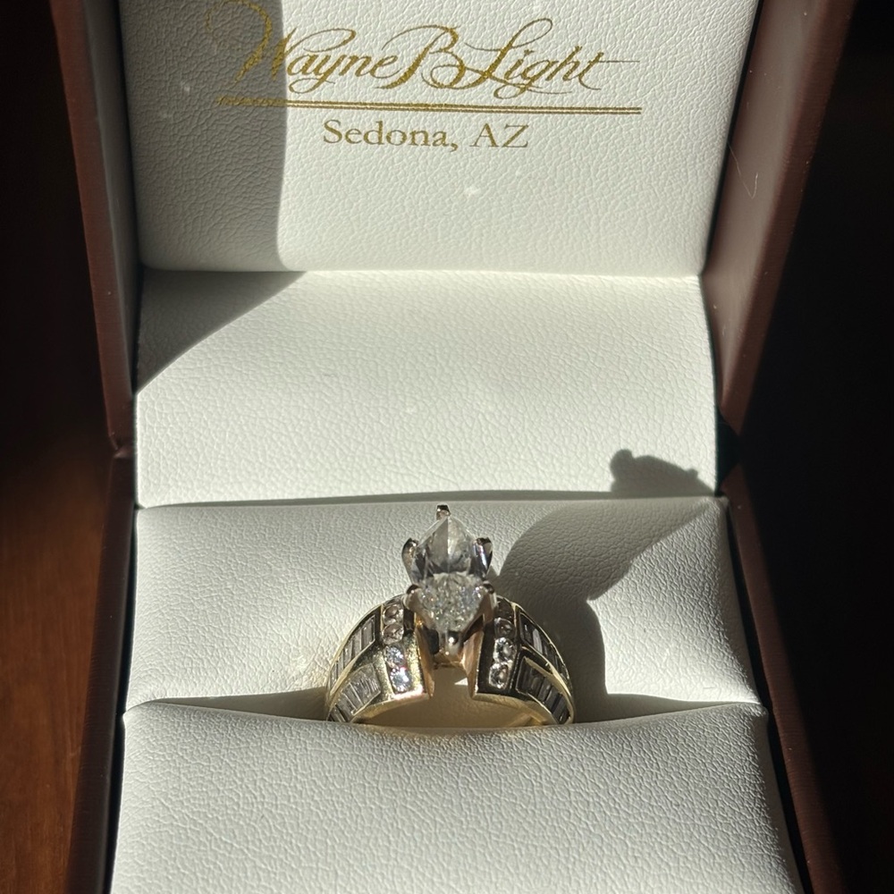 Real Diamond Marquee Engagement Ring (Huge Ring) Stunning! Show Stopper